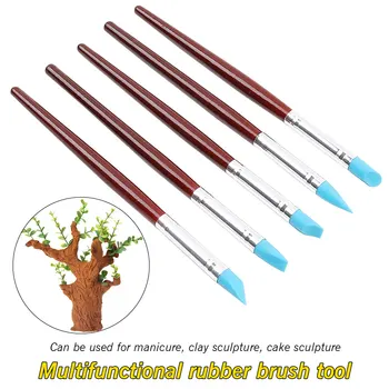 

5pcs Wood Handle Silicone Rubber Clay Shaper Sculpting Polymer Modelling Pottery Tools Set For DIY Crafts