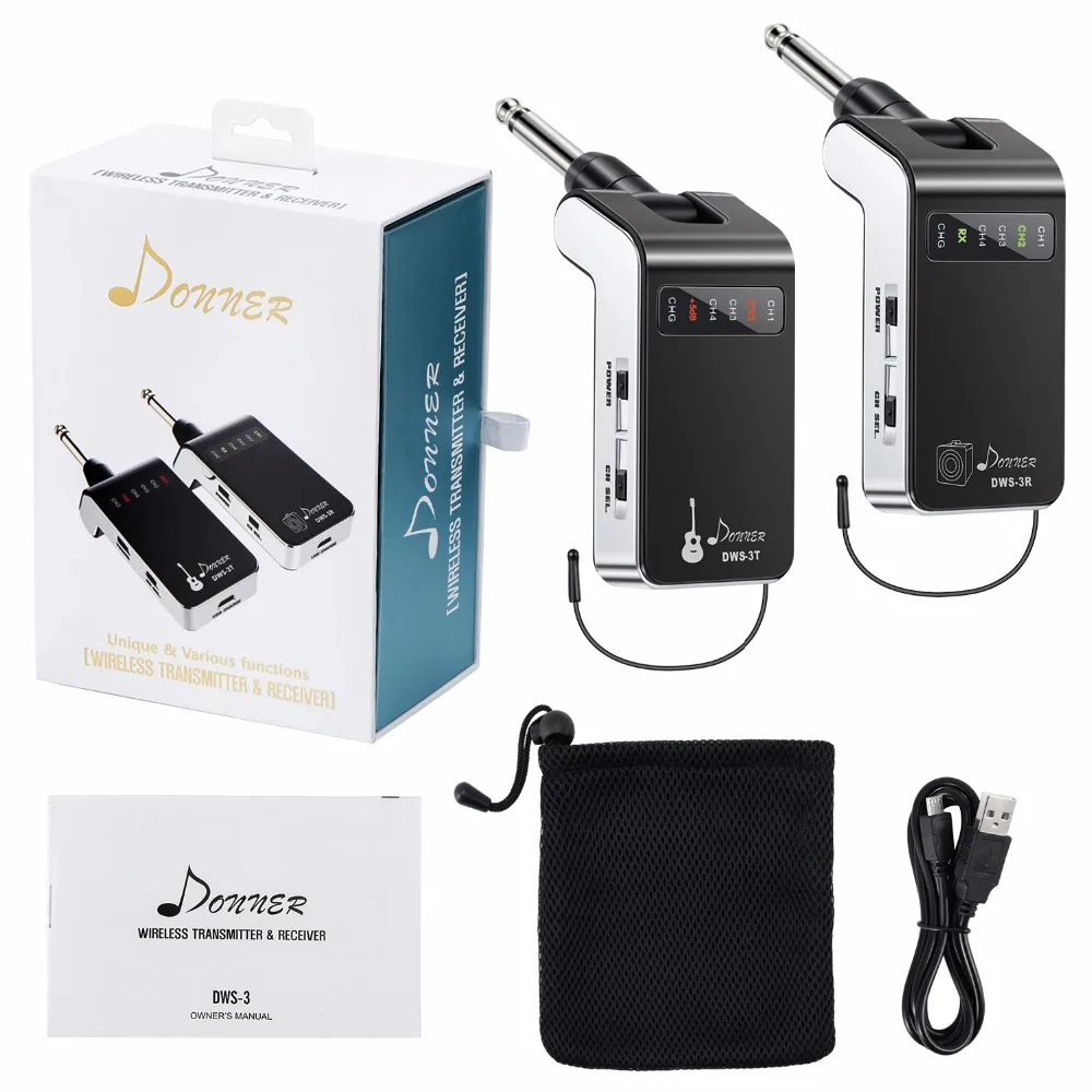 NEW Donner Rechargeable Guitar Wireless System DWS 3 Digital Guitar Bass Audio Transmitter and Receiver-in Electric Instrument Parts & Accessories from ...