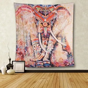 

Lotus Mnadala Elephant Tapestry Wall Hanging Decor Indian Home Hippie Bohemian Tapestry for Dorms Polyester Fabric Wall Art