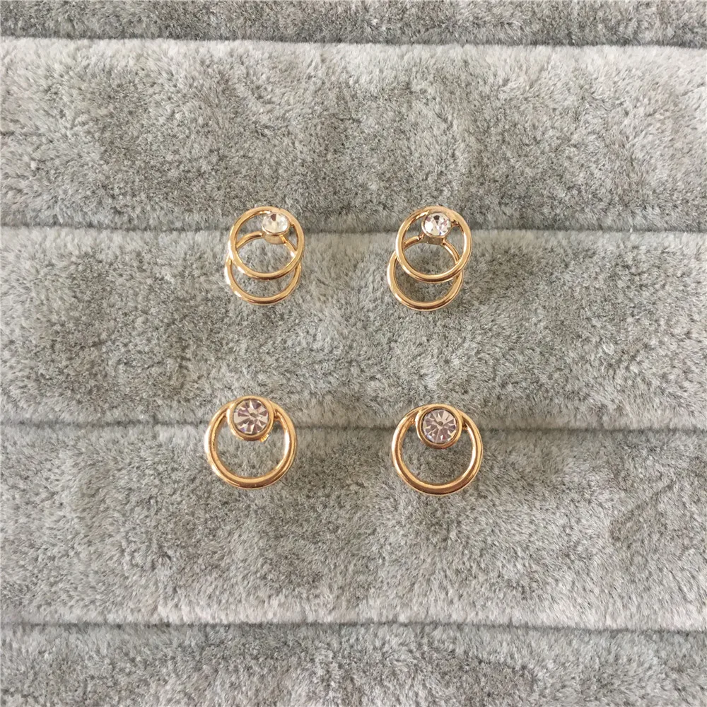 На каждый день золотистого цвета Прозрачный камень связанный круг маленькие серьги-гвоздики наборы для ухода за кожей