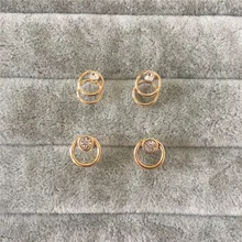 На каждый день золотистого цвета Прозрачный камень связанный круг маленькие серьги-гвоздики наборы для ухода за кожей