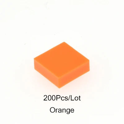 Orange 200 шт./лот, Мпц кирпичная плитка 1х1 с паз Запчасти строительных блоков DIY творческие игрушки совместимая с 3070b Rebrickable Плитки - Цвет: Orange