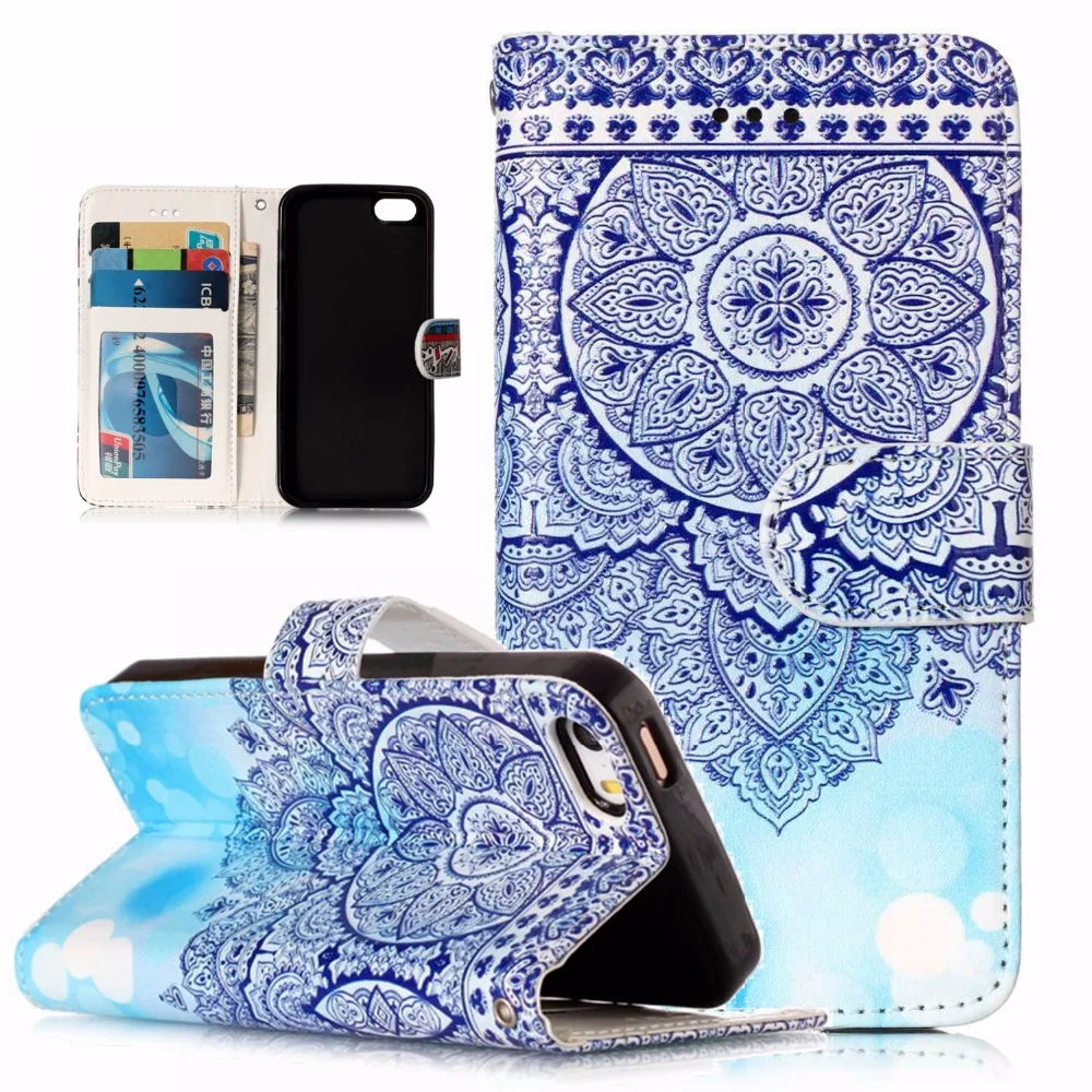 

HYYGEDeal phone Cases Glitter Girls Mandala Flower Wallet ID Card Holder Stand Leather Cover for Samsung Galaxy S6 S6 Edge