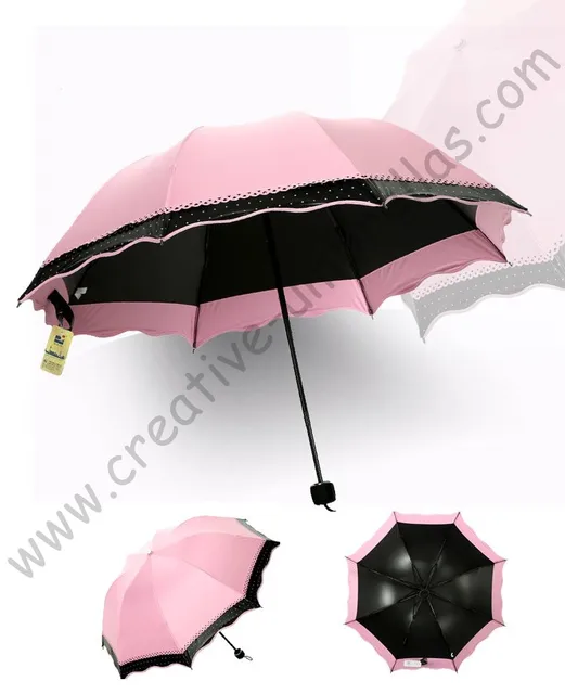 Ladies summer 100% sunscreen UPF 50+ folding mini umbrella