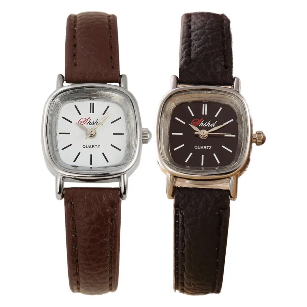 Роскошные Простой квадратный пара кварцевых часов браслет кожаный ремешок повседневное изысканный час Наручные часы модные часы Relogio