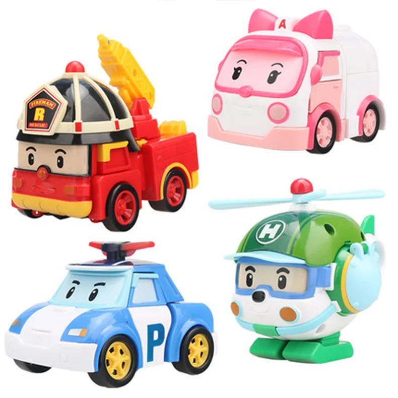 4 шт./компл. мальчиков Poli RoboCar Корея Poli автомобиль детские игрушки робота аниме-трансформаторы приобретаемые форму игрушки для Детский подарок