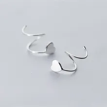 925 пробы серебряные ювелирные изделия серьги женские ушные клипы уха Пряжка Сердце Двойное кольцо маленькие серьги-гвоздики подарок для девочек