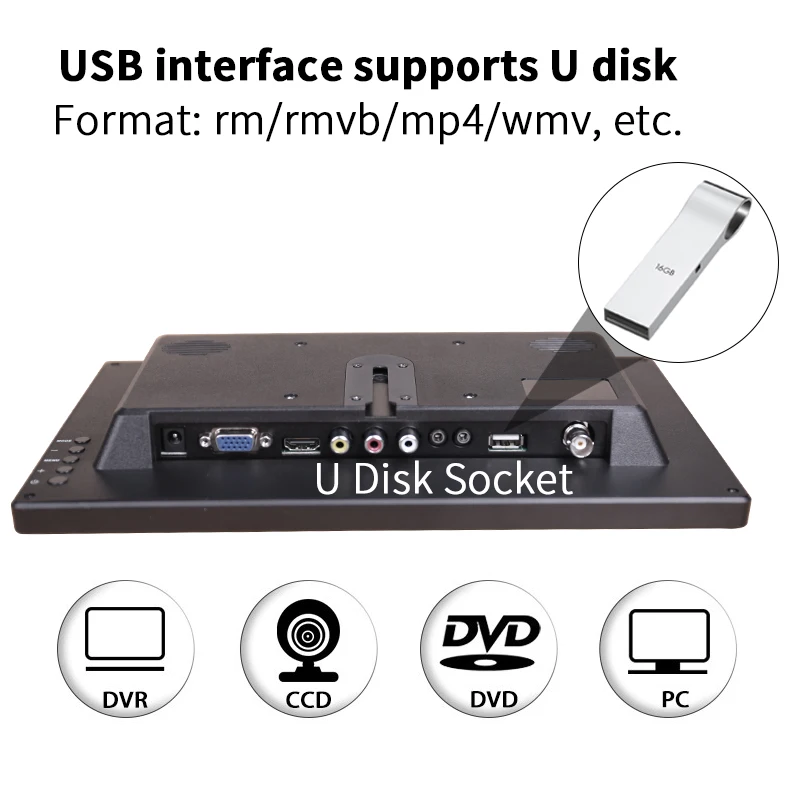 12 дюймов ЖК Портативный HDMI монитор VGA интерфейс 1920x1080 игровой дисплей для Macbook Pro CCTV домашняя система безопасности PS4 Xbox360