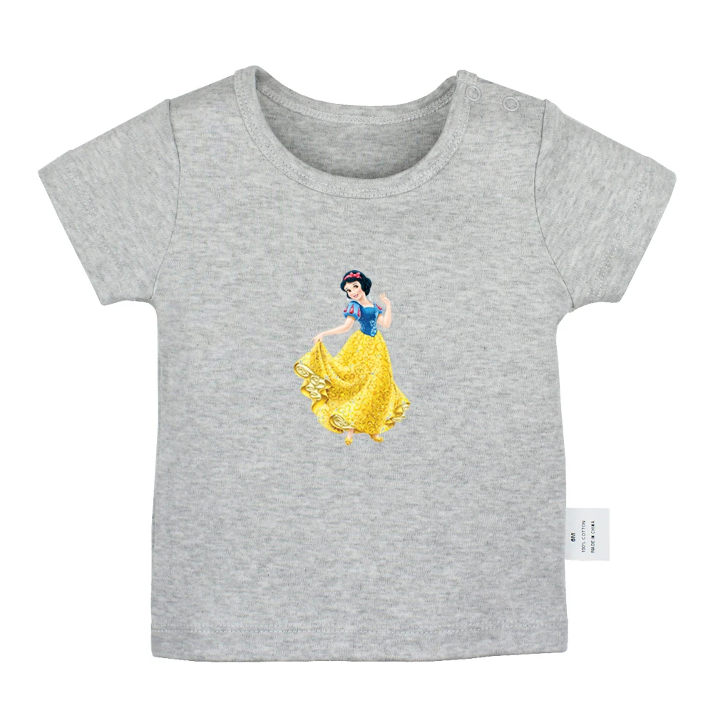 Stained Glass Cartoon Princess Snow White Design Newborn Baby T-shirts Toddler Graphic Solid Color Short Sleeve Tee Tops |