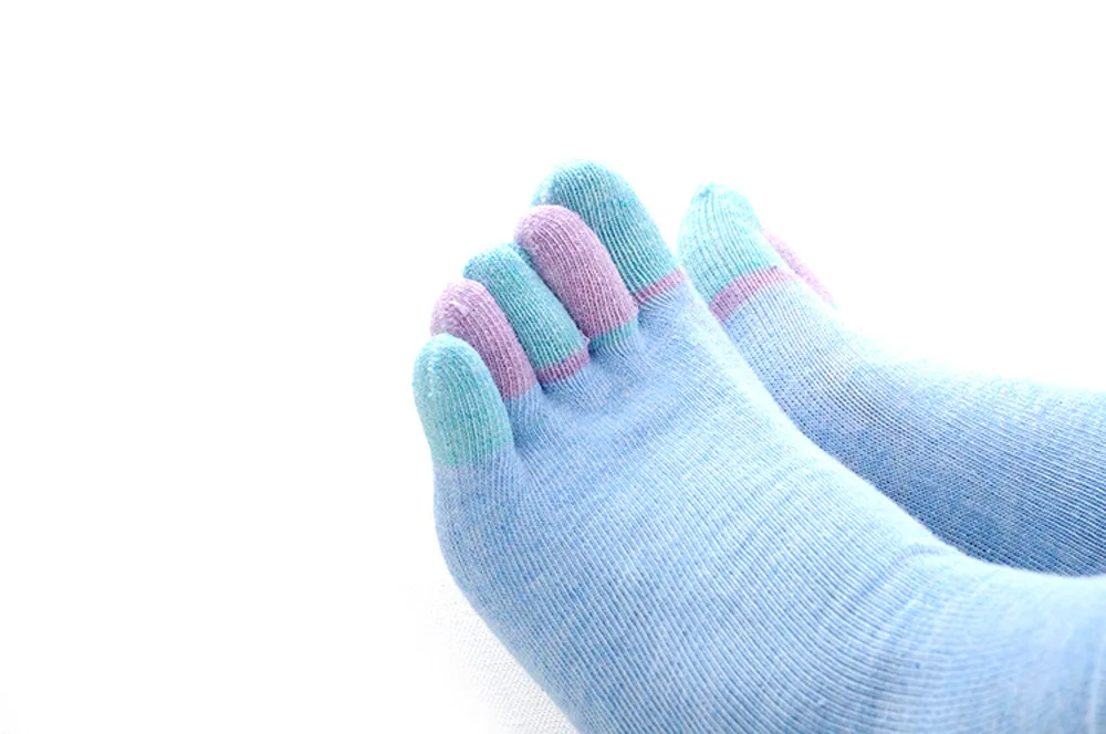 Повседневные Хлопковые женские нескользящие массажные носки средней длины с пятью пальцами для спортзала женские носки skarpetki meia A75