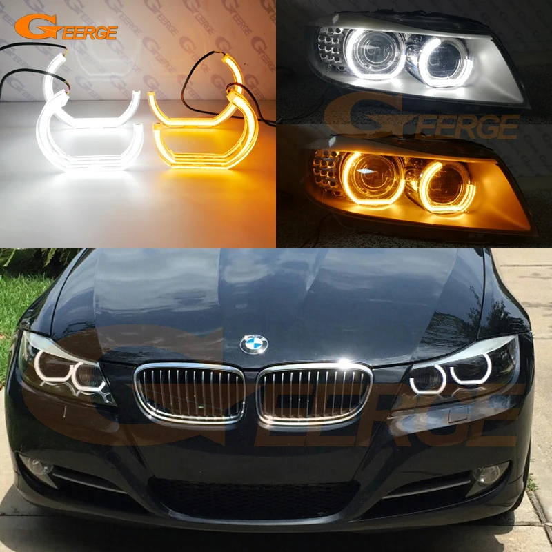 For BMW 3 Series E90 E91 LCI 2009 2012 Xenon headlight Excellent DTM M4 Style LED Angel Eye Kit