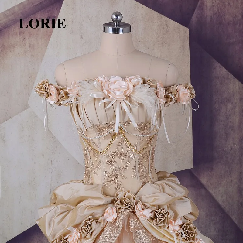 Лори в викторианском стиле готический панк; маскарадный костюм; платье для выпускного Шампань на Хэллоуин платье принцессы трапециевидной формы с кружевной цветок ручной работы Платья для вечеринок светится в течение 15 лет