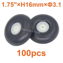 100pcs Lot 1 75 45mm Rubber Tail Wheels Nylon Hub Thickness 16mm Axle hole 3 1mm