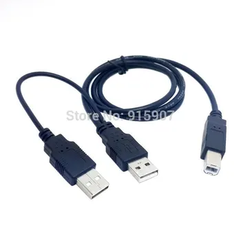 

10pcs/lot CY Dual USB 2.0 Male to Standard B Male Y Cable 80cm for Printer & Scanner & External Hard Disk Drive