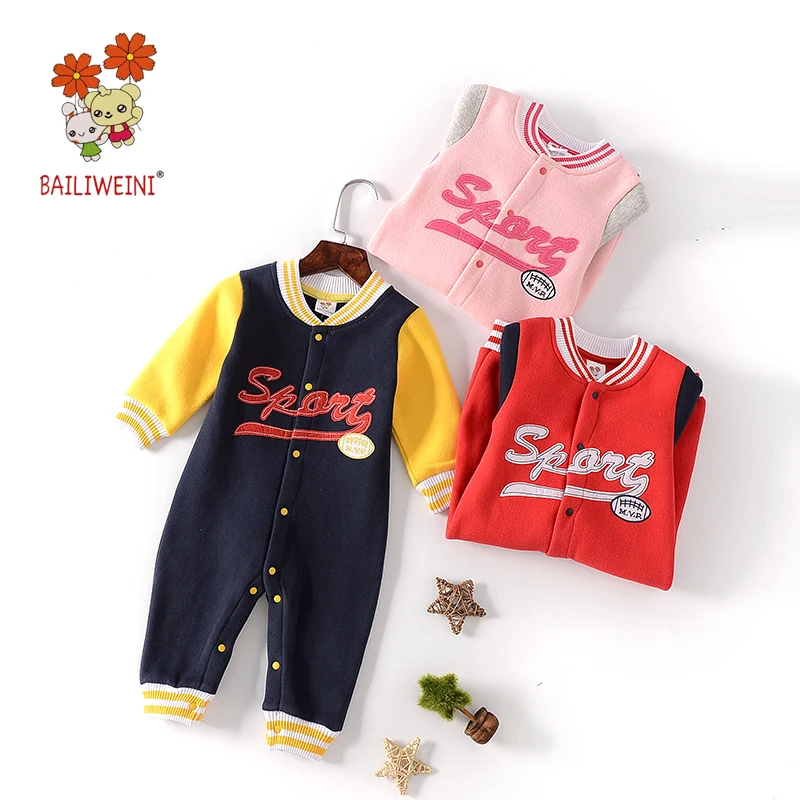 

BAILIWEINI2019 autumn and winter new models printed fleece infant baby romper