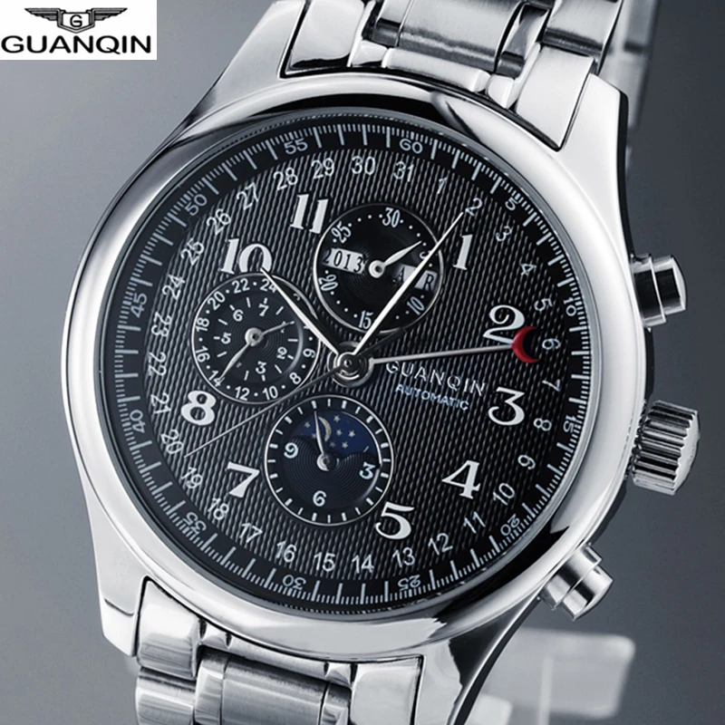 

GUANQIN 2018 watch men Automatic Mechanical Men Watches Top Brand Luxury Waterproof Clock Leather erkek saat Relogio Masculino