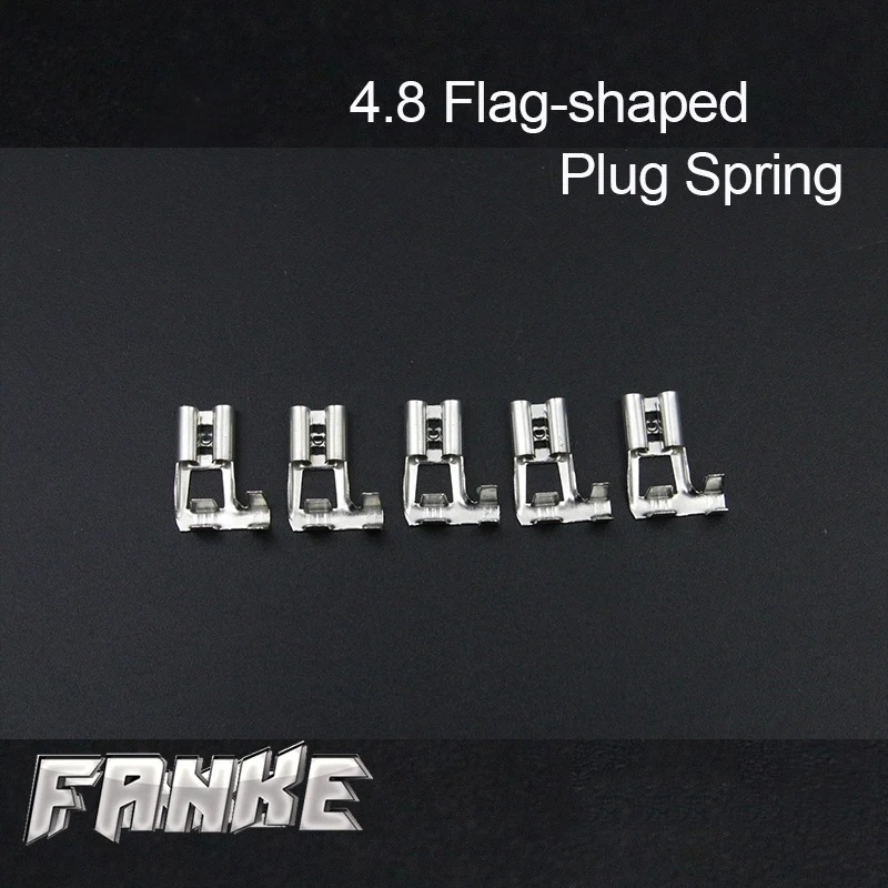 

100pcs/lot Tin-Plated Flat-Shaped 4.8 Plug Spring Non-insulated Cold Wire Terminals Enable Plug-pull Car Speaker Terminals