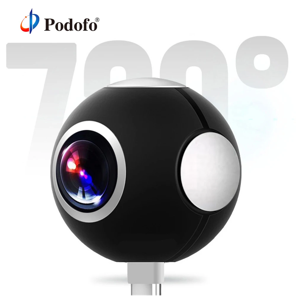  Podofo Mini HD Panoramic 360 Camera Wide Dual Angle Fish Eye Lens VR Video Camera VR Smartphone Typ