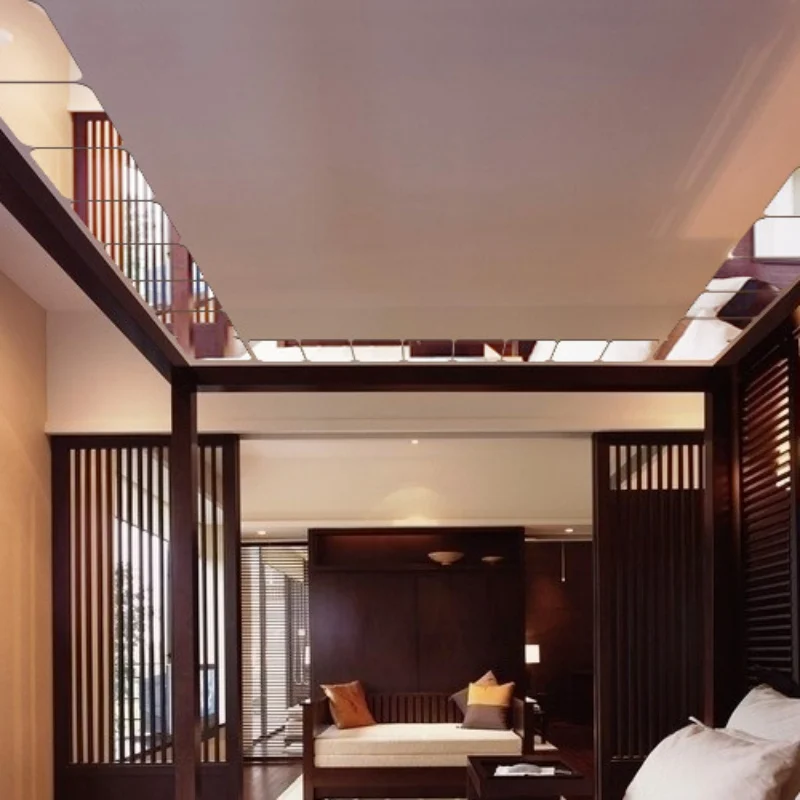 6 قطعة/المجموعة الحديثة DIY الذاتي لاصق 3D مرآة بلاط مربع ملصقات جدار للمنزل غرفة نوم المعيشة غرفة زينة