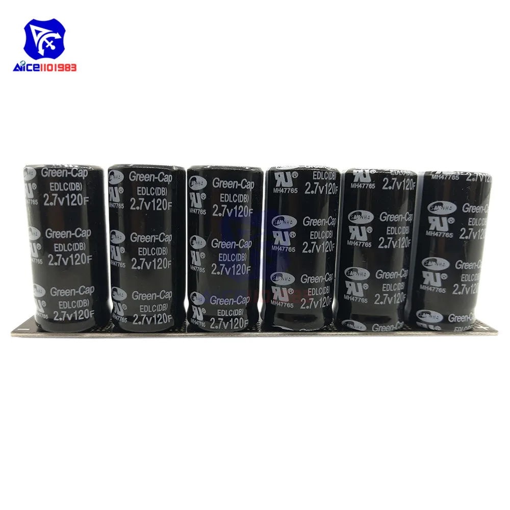 Super Farad Capacitors 6PCS/Set 2.7V 120F Super Capacitor with Protection Board Single Row 16V 20F Farad Capacitor for Car