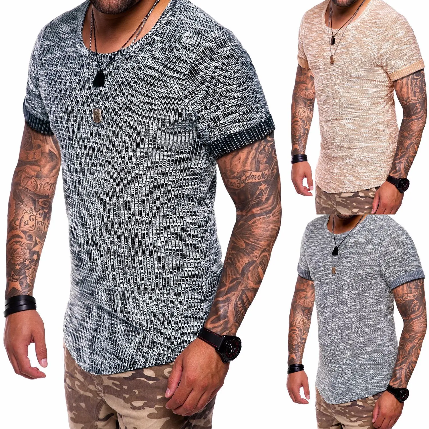 2018 Summer New Men's Fashion T-shirt Homme Casual Funny Tshirt Striped Slim Fit T Shirt Plus Size Tops and Tees Brand Clothing