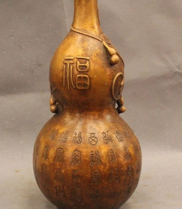 

12' China Chinese Fengshui Bronze Fu flower calabash cucurbit Gourd Statue Sculp