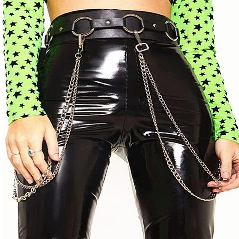 

2019 Harajuku Suspenders Garters Adjustable Leather Leg Harness Body Bondage For Women Outerwear Straps Lingerie Gold Belts