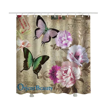 

1PC 2018 Summer Shower Curtain European Style Tulip Pattern Print Bath Curtains for Bathroom Polyester Waterproof Curtain