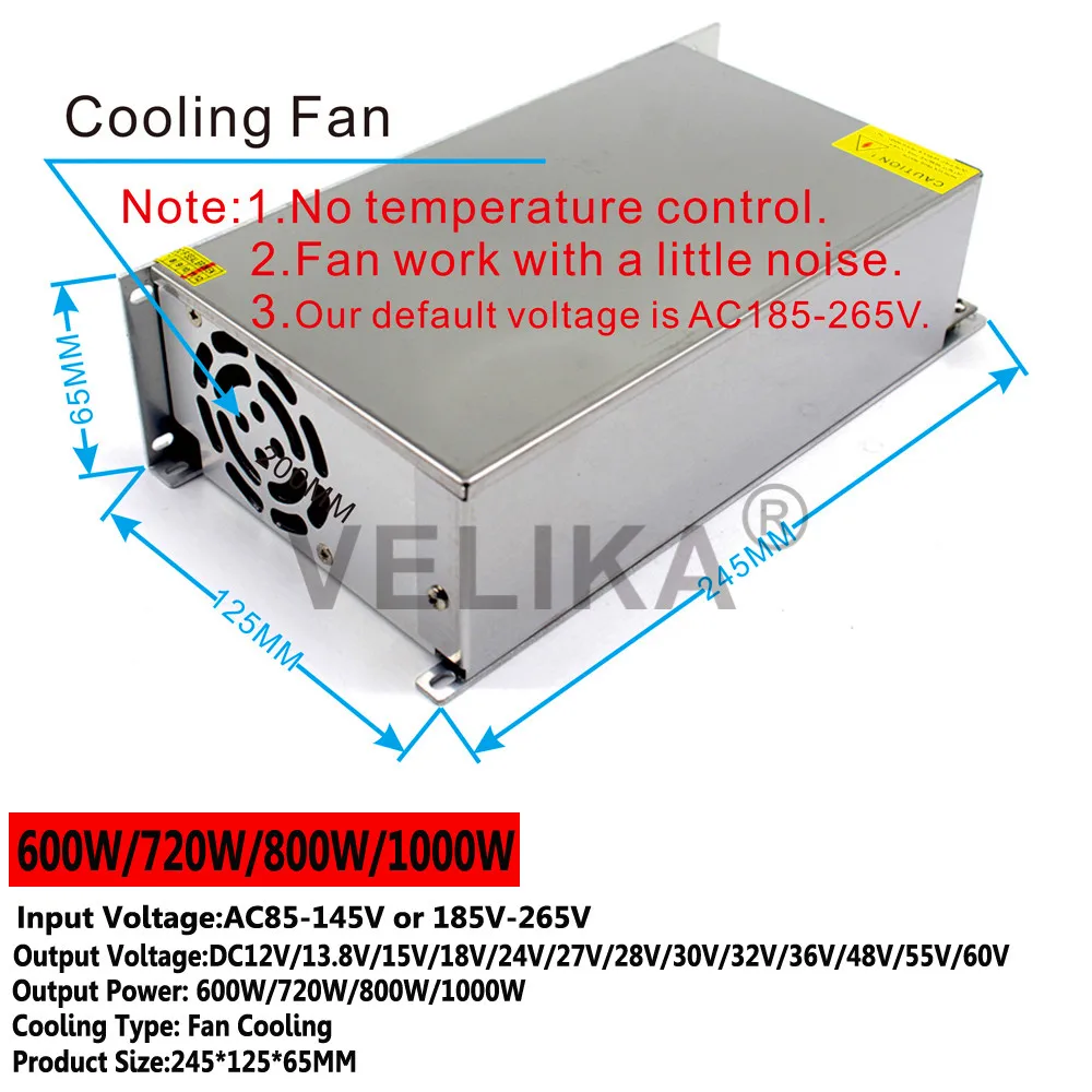 Одиночный выход DC 12 В 13,8 В 15 в 18 в 24 в 27 в 28 в 30 в 32 в 36 в 42 в 48 в 60 в 600 Вт 720 Вт 800 Вт 1000 Вт 1200 Вт 1500 Вт W переключатель источника питания