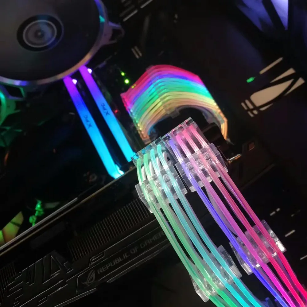 LIANLI 24 p 8 мощность 5 в rgb gpu удлинитель радуга цвет передачи линии поддержка синхронный материнская плата 200 мм