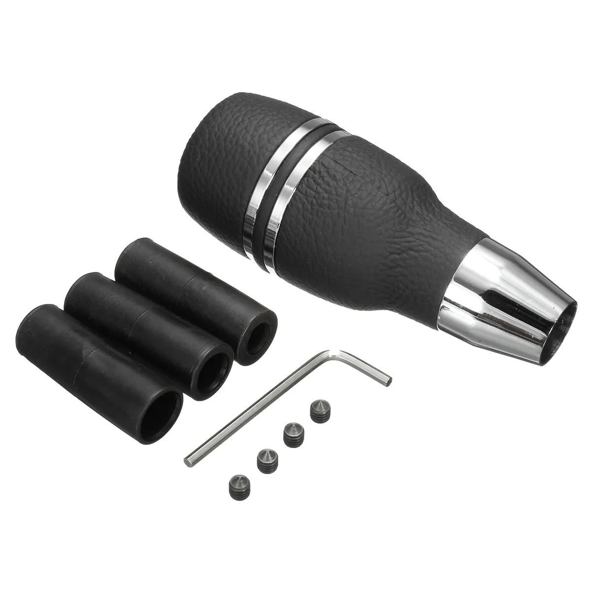 Универсальная черная хромированная Автоматическая кожаная ручка переключения рулевого механизма автомобиля рукоятка рычага переключения