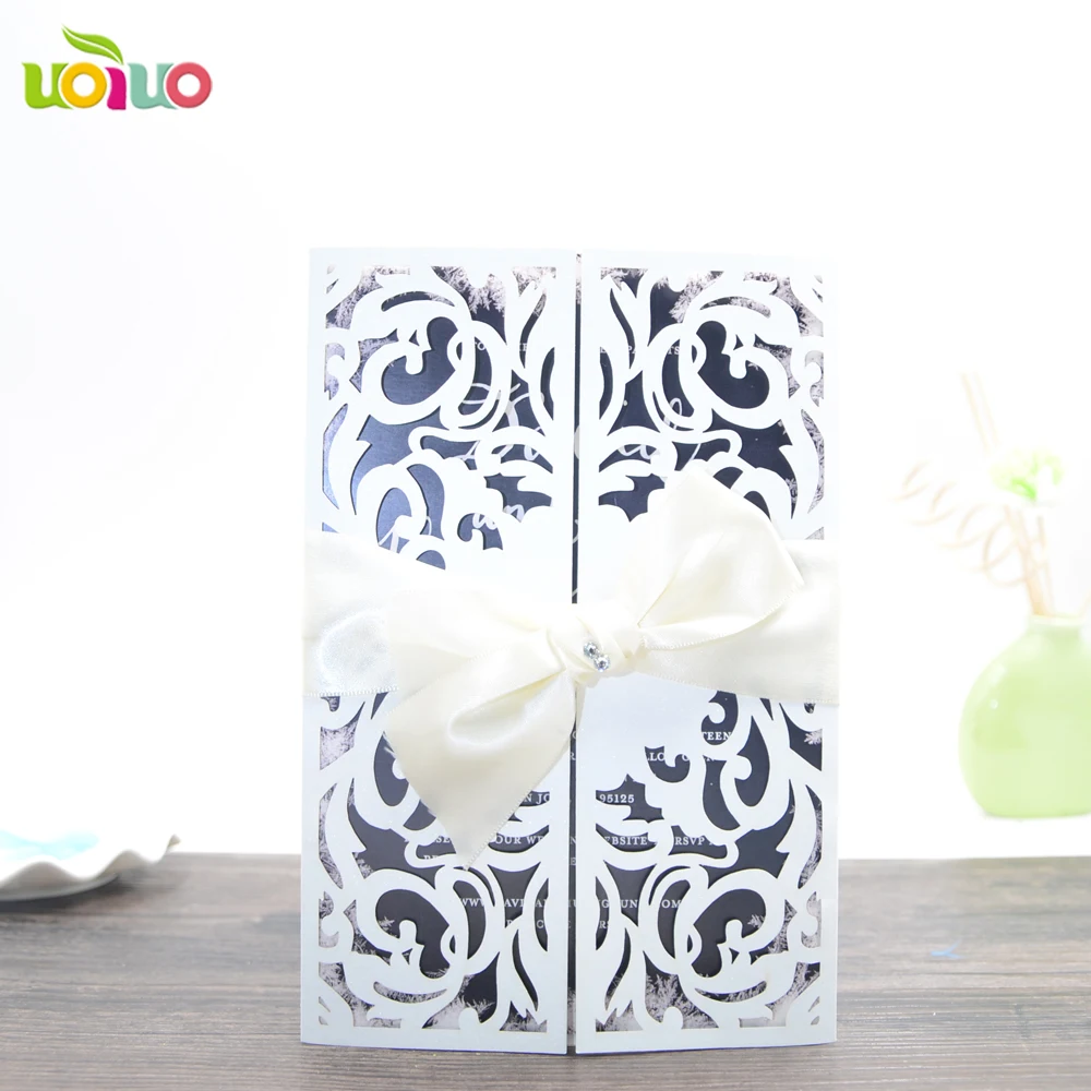 

free shipping 50set inc235 China Vintage Laser Cut Wedding Invitations White 50pcs Party Elegant Luxurious invitation Card Paper