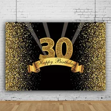 Laeacco Happy Birthday 30's Gold Light Modern Party Photography Backgrounds Customized Photographic Backdrops For Photo Studio