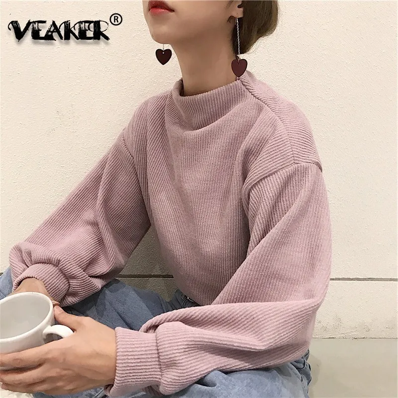 Autumn Winter Women Sweaters And Pullovers Korean Style Long Sleeve Casual Crop Sweater Slim Solid Knitted Jumpers Loose Tops Autumn Winter Women Sweaters And Pullovers Korean Style Long Sleeve Casual Crop Sweater Slim Solid Knitted Jumpers Loose Tops