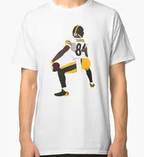 Summer Print T Shirt Men'S Crew Neck Werking Antonio Brown White Short Top T Shirt yellow letter print crew neck top