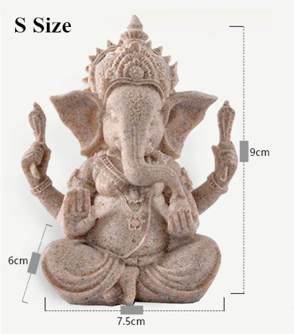 VILEAD природный песчаник индийский бог Ганеш Статуэтка религиозный индуистский слон Бог Статуи фэншуй Слон-голова Будды скульптура - Цвет: Elephant 10 Sand S