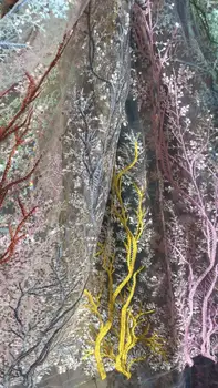 

5-yard sewing machine line embossed embroidered African lace sequin embroidery French mesh fabric suitable for dress dress