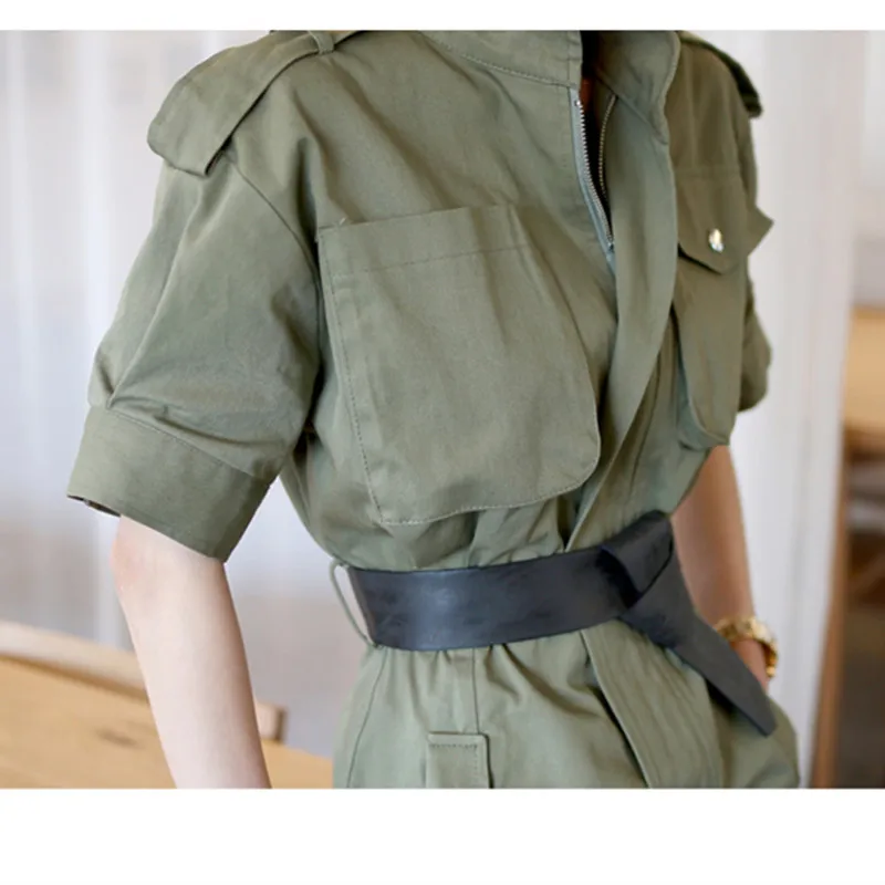 WSYORE платье в стиле милитари новое летнее корейское женское темпераментное с коротким рукавом асимметричное приталенное платье NS1238