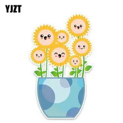 YJZT 10,4*17,3 см Уникальные улыбающиеся Подсолнухи, как солнечные цветы, аксессуары для автомобильных наклеек 11A1560