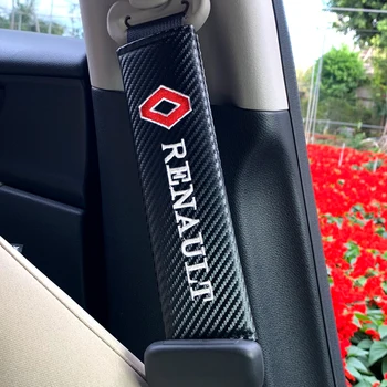 

2pcs Car Carbon fiber Seat Belt Pad Seat Cover Fit for Renault duster megane 2 logan clio Automobiles Interior Accessories