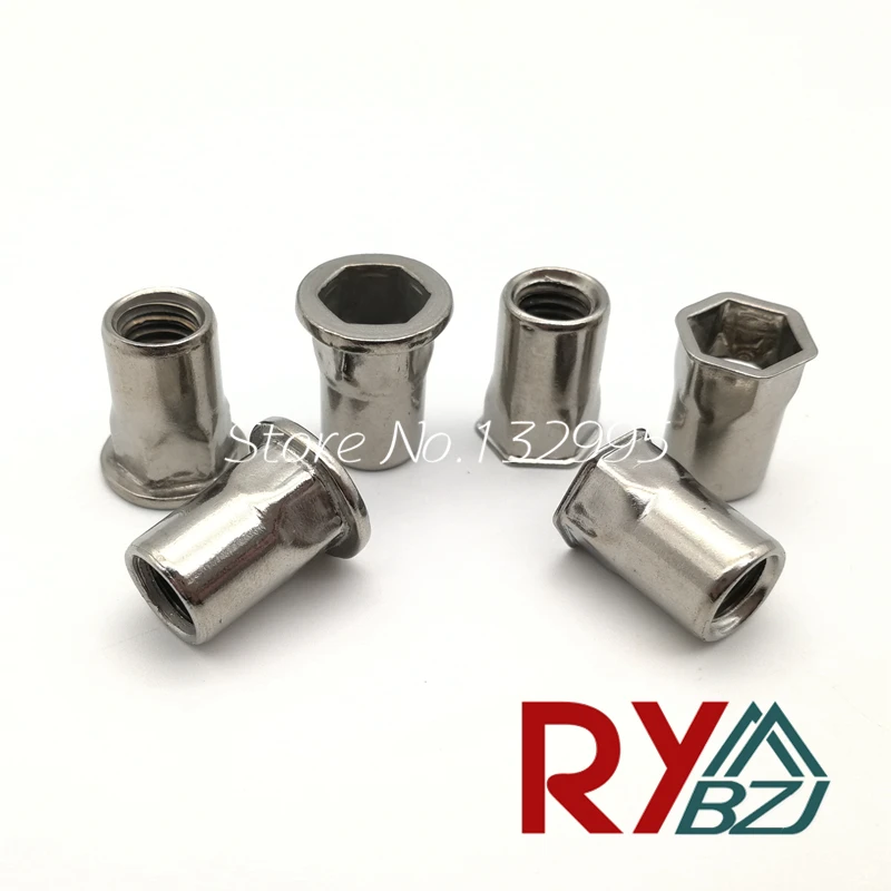 M4 M5 M6 M8 M10 M12 SUS 304 Flat head hex rivet nut Reduce head hex rivet nut small head rivet nut Insert nut Blind rivet M4 M5 M6 M8 M10 M12 SUS 304 Flat head hex rivet nut Reduce head hex rivet nut small head rivet nut Insert nut Blind rivet