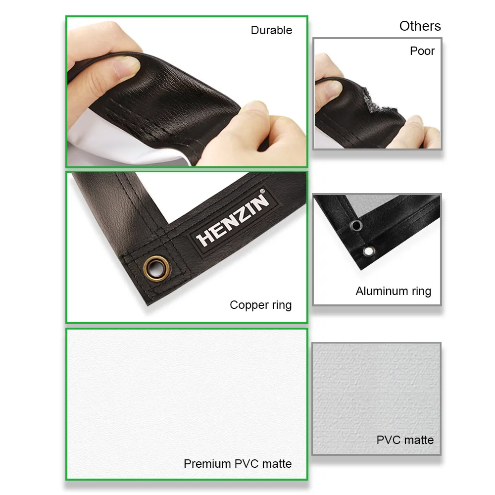 HENZIN طوي العارض شاشة 100 120 بوصة 16:9 HD PVC النسيج الإسقاط شاشة ل مكتب المنزل المسرح في الهواء الطلق فيلم سينما
