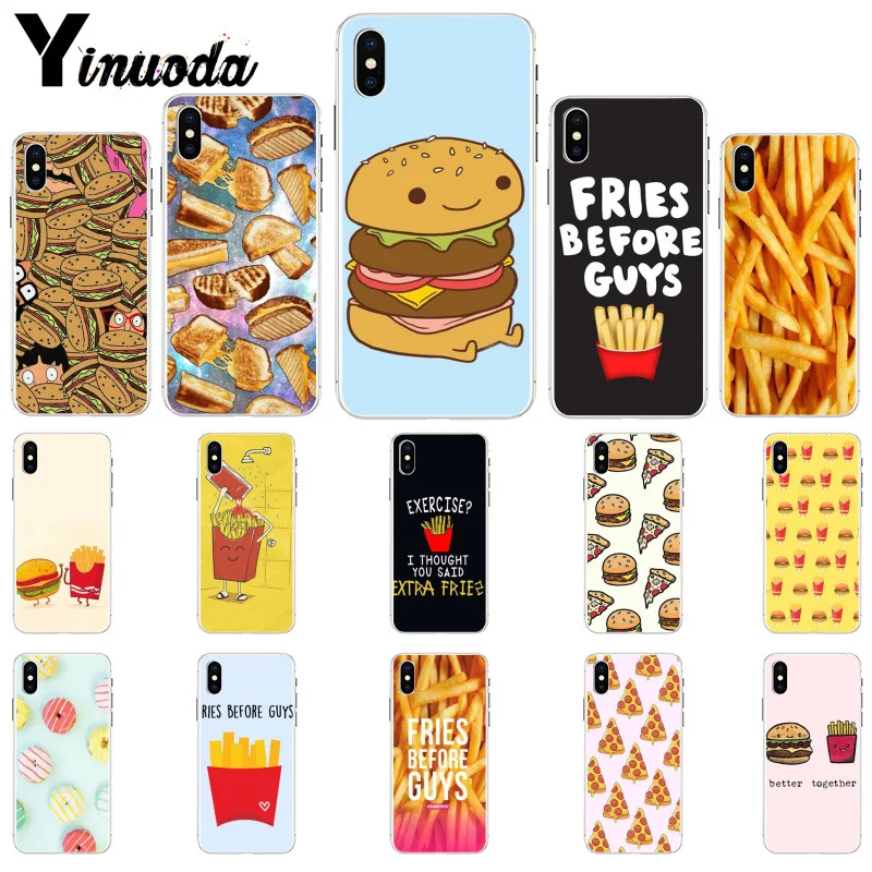 

Yinuoda Cute food french fries burger pizza DIY Painted Phone Case for iPhone 6S 6plus 7 7plus 8 8Plus X Xs MAX 5 5S XR