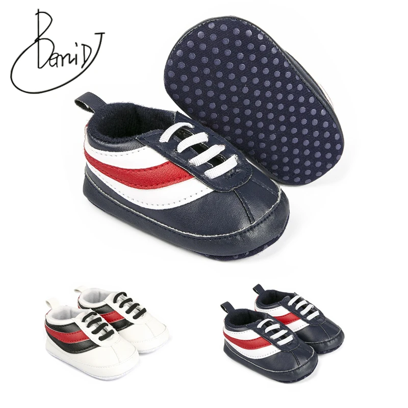 

newborn Soft bottom Comfortable baby shoes Indoor slip toddler Black red stripes shoes Breathable First Walkers girls boys shoes