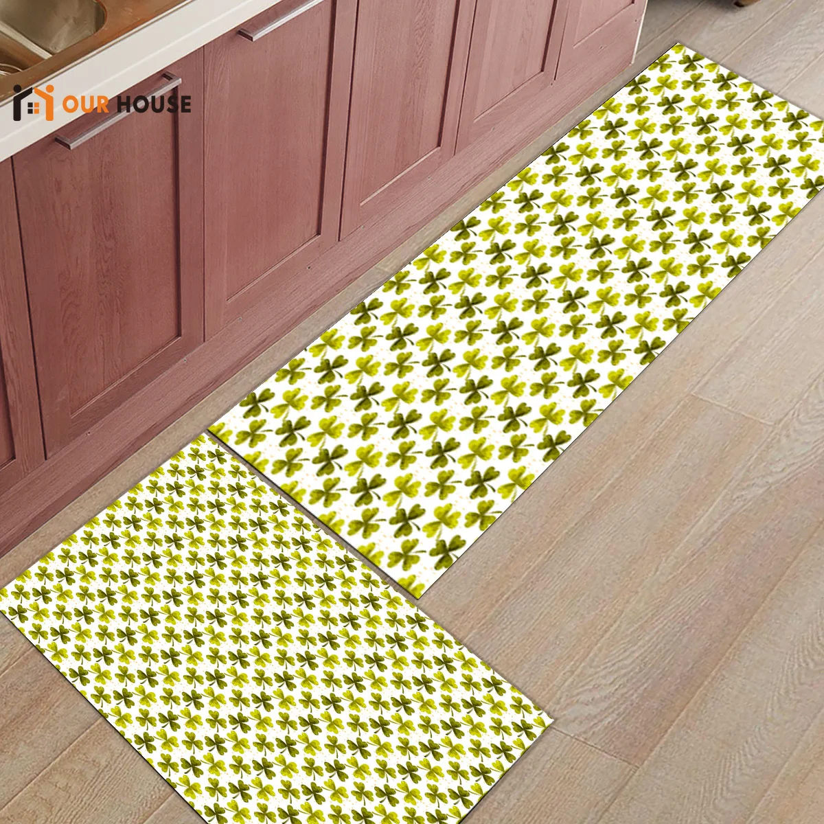 

Ourhouse Yellow Green Clover Doormats For Entrance Way Dirt Debris Mud Trapper Boot Shoes Scraper Machine Washable Bath Shower