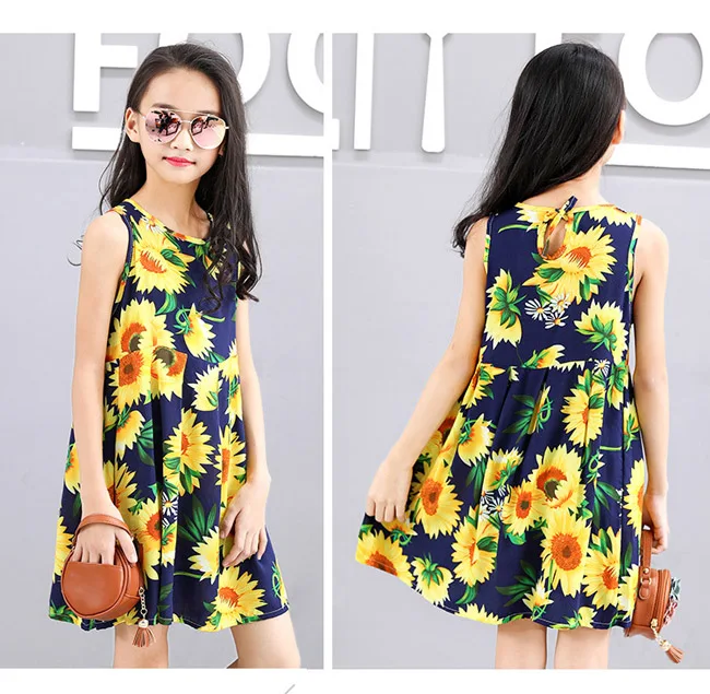 túnica praia vestido crianças crianças casual sundress