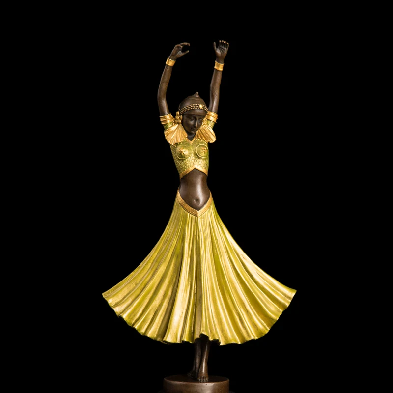 

Arts Crafts Copper 100% handmade traditional Wax bronze art lady dancing girl sculpture bronzen statuette souvenir czs-202b