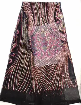 

fashionable tulle embroidery french net lace fabric Sophia-7.3509 with beads for party dress