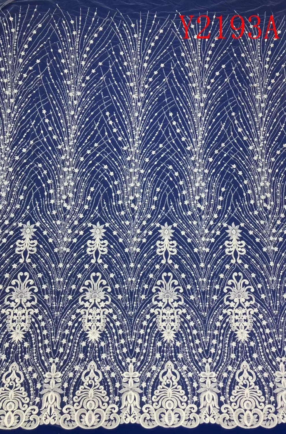

New Beaded Embroidery Lace For Wedding Dress Fabric, Nigerian Textile African Trimming Lace 5Yards/ lot
