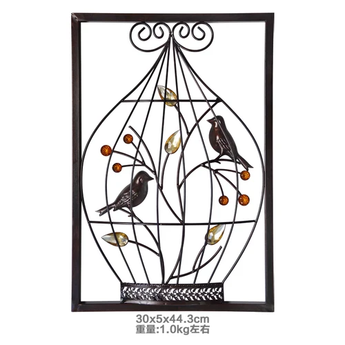 3D стерео Цветок Птица железная настенная Фреска домашний интерьер Ремесло Декор домашний гостиная фон настенные аксессуары украшение - Цвет: Square bird cage( B)